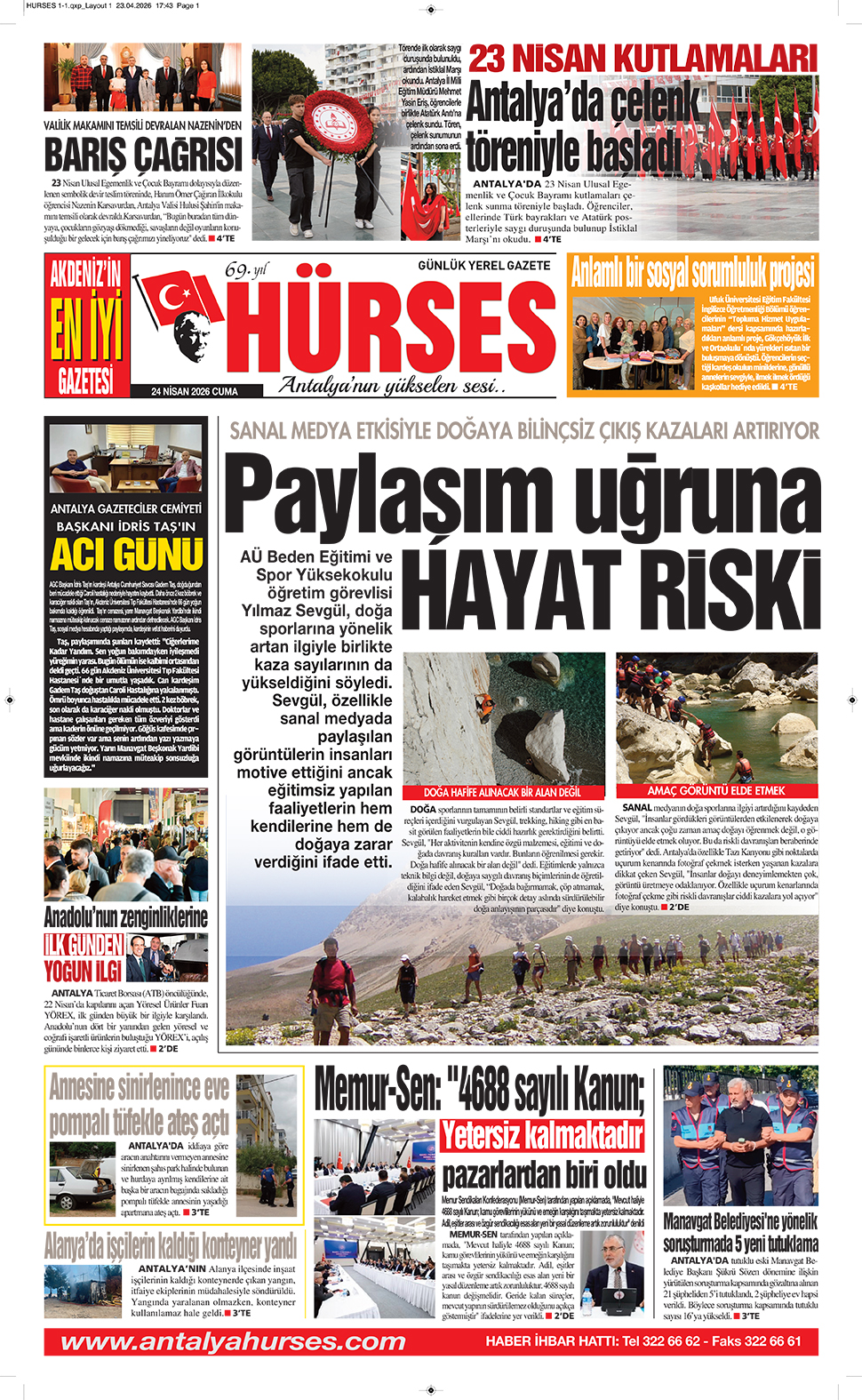 ANTALYANIN YÜKSELEN SESİ HÜRSES 24 NİSAN 2026