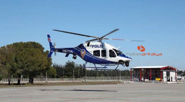 Antalya'da helikopterli trafik denetimi