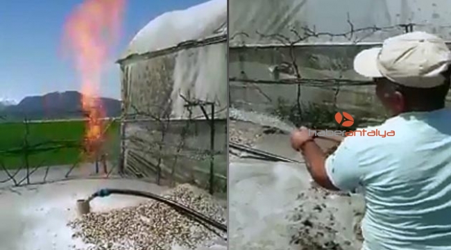 Açtığı sondaj kuyusundan alev püskürdü