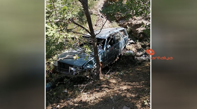 Uçuruma yuvarlanan otomobilden sağ çıktılar