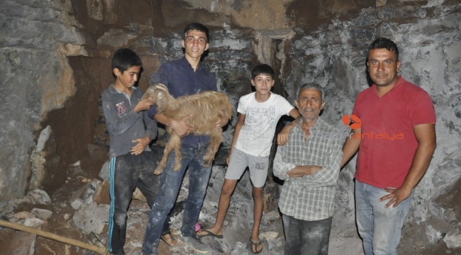 Bin 450 metre rakımda yarığa sıkışan ve 3 gündür çıkamayan oğlak için dağları deldiler