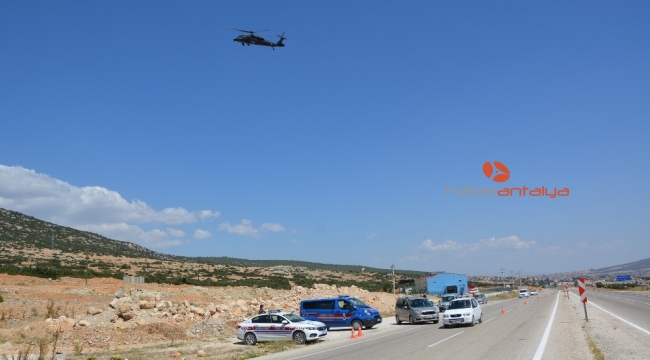 Korkuteli'nden Finike'ye helikopter destekli trafik uygulaması