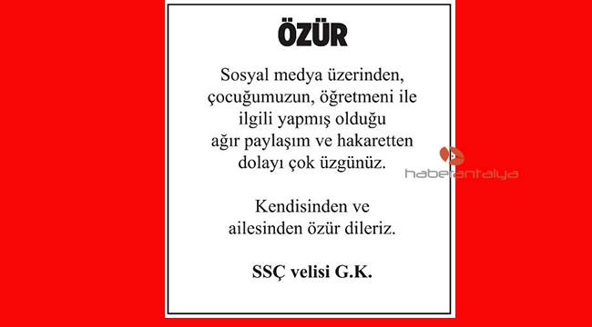 'Öğretmene hakaret' davası, LÖSEV'e bağış ve özür ilanıyla düştü