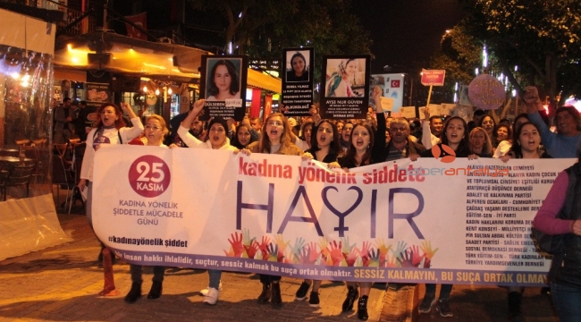 Alanya'da yüzlerce kişi 'kadına şiddet'e karşı yürüdü