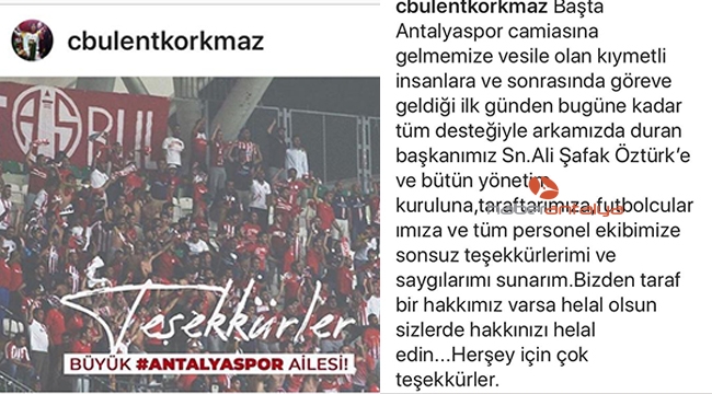 Antalyaspor'da Bülent Korkmaz görevinden ayrıldı!