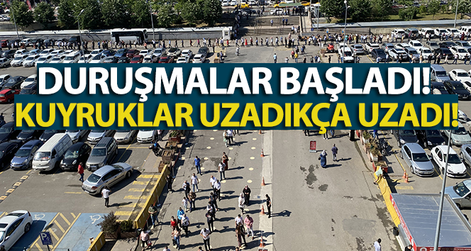 Duruşmaların başlamasıyla birlikte Kartal Adliyesi’nde metrelerce kuyruk oluştu