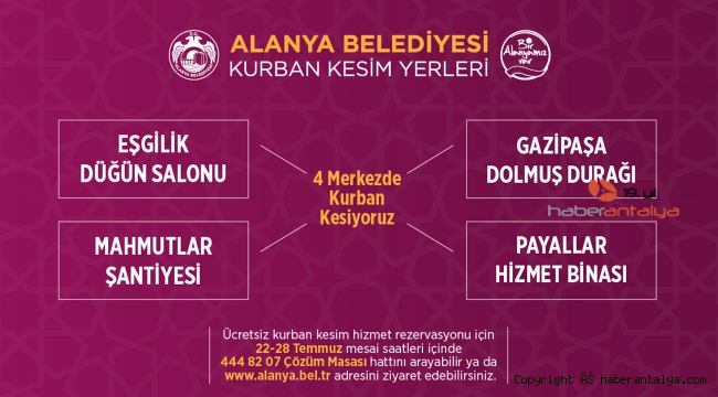 Alanya'da kurban kesim yerleri belli oldu