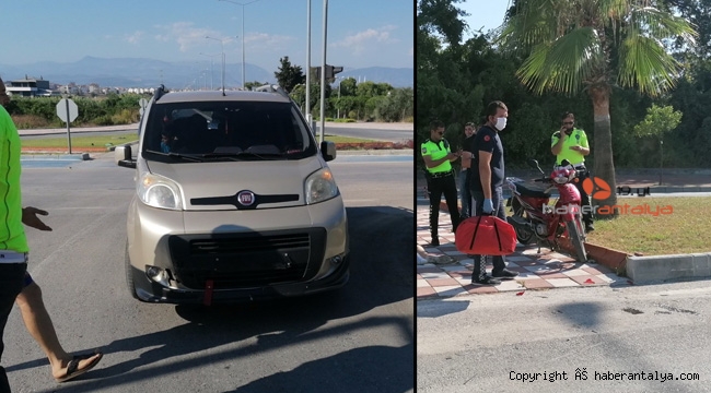 Manavgat'ta kaza. Ticari araç ile motosiklet çarpıştı
