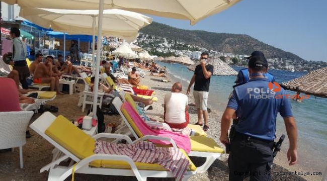 Bodrum'da plajlarda koronavirüs denetimi