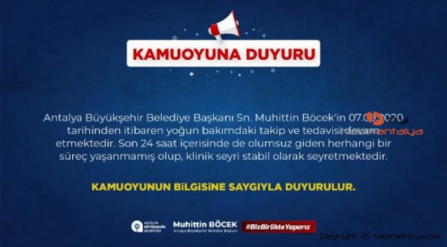 Antalya Büyükşehir Belediyesi'nden Muhittin Böcek açıklaması