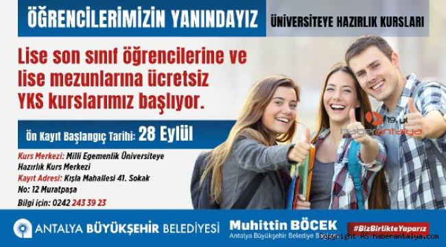 Büyükşehir'den öğrencilere ücretsiz kurs