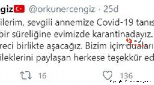 Belediye başkanı Ercengiz karantinada