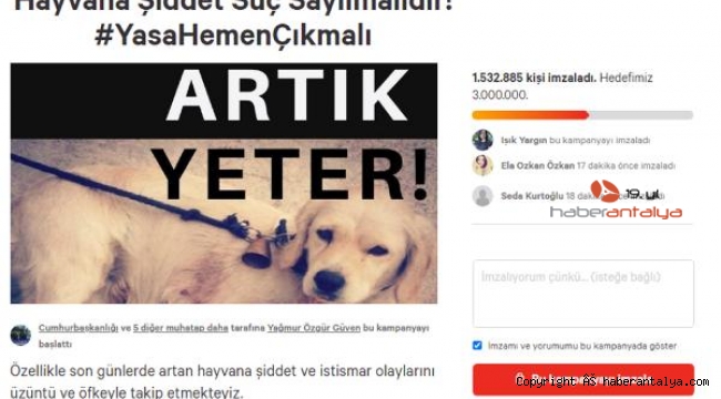 Hayvana şiddet yasası için milyonlar bir arada