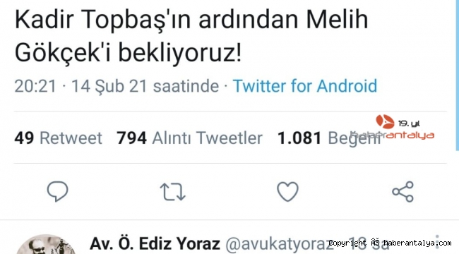 Antalya Baro Başkanı'nın 'Kadir Topbaş' paylaşımına AK Partili Taş'tan tepki
