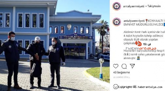 Heykellere balyozla saldıran kişi yakalandı