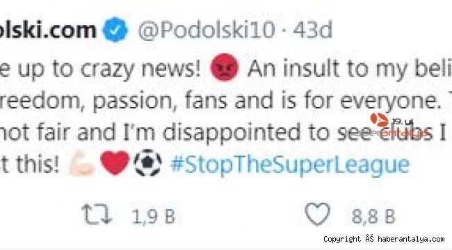 Lukas Podolski'den Avrupa Süper Ligi'ne tepki !