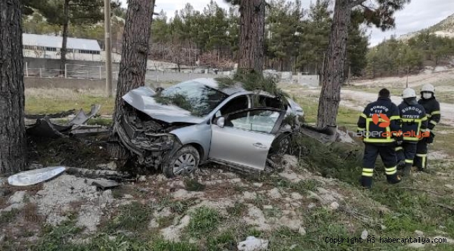 Otomobil ağaçlara daldı !