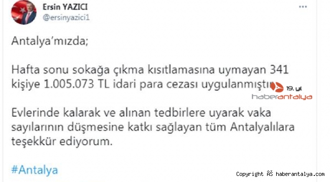 341 kişiye 1 milyon TL ceza !