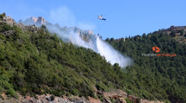 Alanya Kalesi yakınında orman yangını !