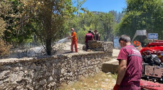 Akseki'de mezarlıkta yangın