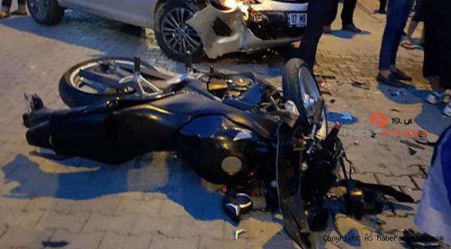 Alanya'da otomobille motosiklet çarpıştı