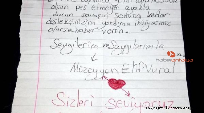 Yangın bölgesinde çocuklardan duygusal notlar