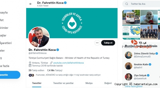Sağlık Bakanı Dr. Fahrettin Koca, sosyal medyada DSÖ ile yarışıyor