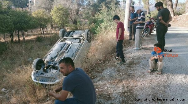 Takla atan araçtan burnu kanamadan çıktı