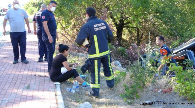 Takla atarak hurdaya dönen araçtan mucize kurtuluş 