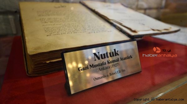 95 yıllık Nutuk ve savaş haritaları Kepez'de sergilendi