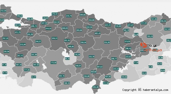 Antalya vaka sayısı en düşük 7 ilden birisi