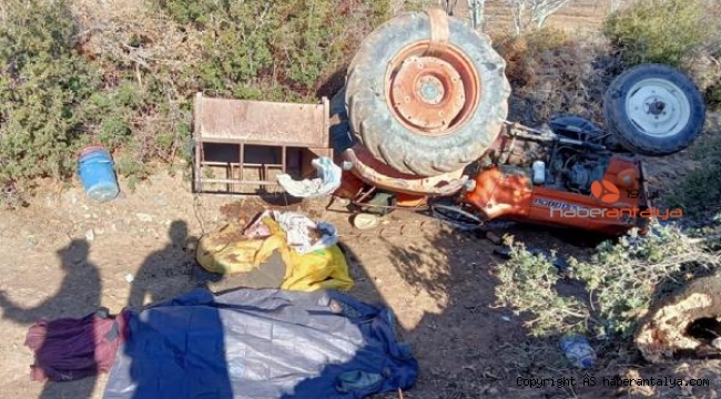 Devrilen traktörün sürücüsü öldü, eşi yaralandı