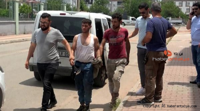 Çaldıkları aracı iterek götürmek isterken yakalandılar !