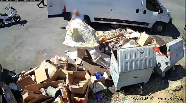 Çöpleri konteynere değil, yere döktü; belediye ekipleri kendisine temizletti