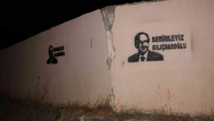 Mezarlık duvarına 'Seninleyiz Kılıçdaroğlu' yazılı şablon basıldı