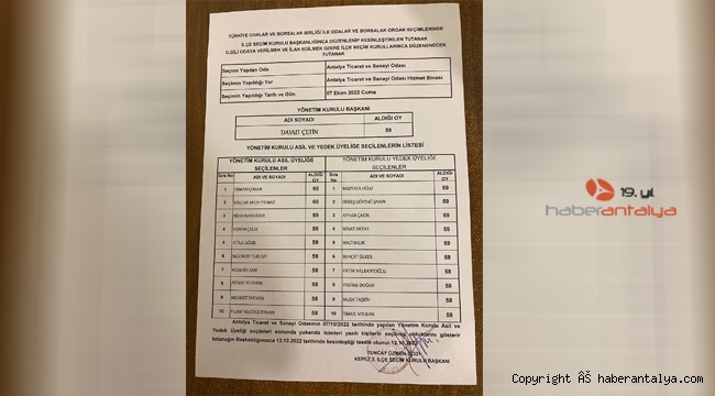 ATSO'da mazbata çıktı 