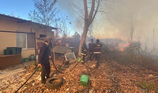 Antalya'da evleri tehdit eden sazlık yangını !