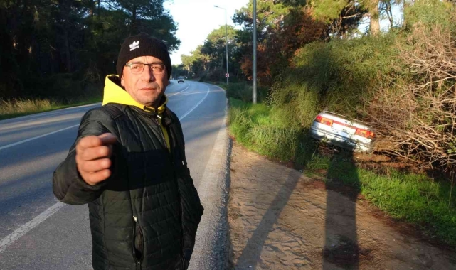 Köpeğe çarpmamak için ölümden döndü