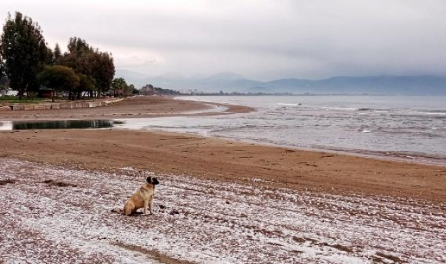 Finike ilçe merkezine kar yağdı