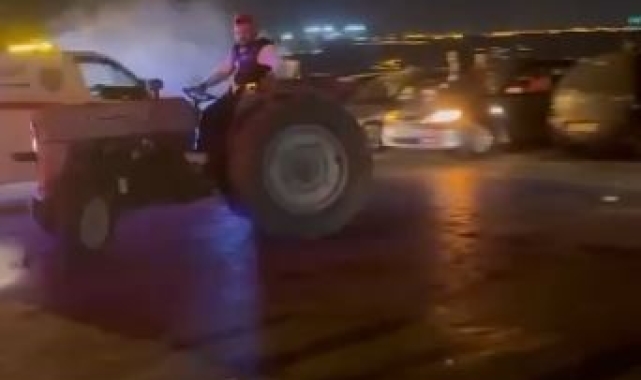 Antalya'da traktörle drift pes dedirtti