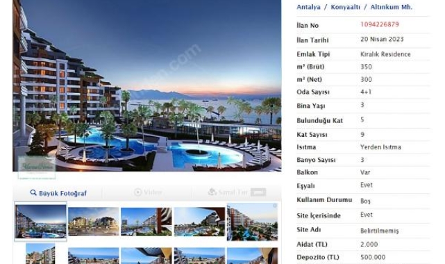 Antalya'da deniz manzaralı dairenin yıllık kirası 3,5 milyon lira
