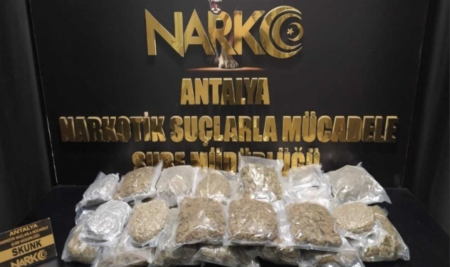 Antalya'da Nisan ayında 16 kilogram esrar, 19 kilogram skunk ele geçirildi