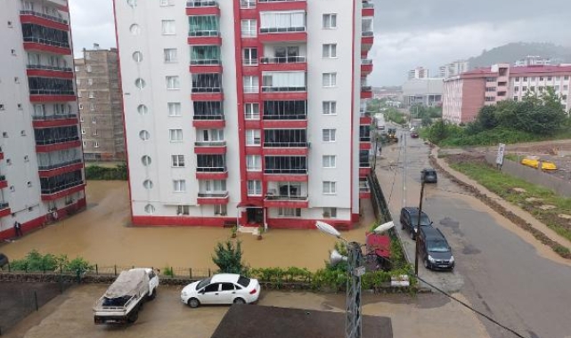 Giresun'da sağanak; dere taştı, evleri su bastı