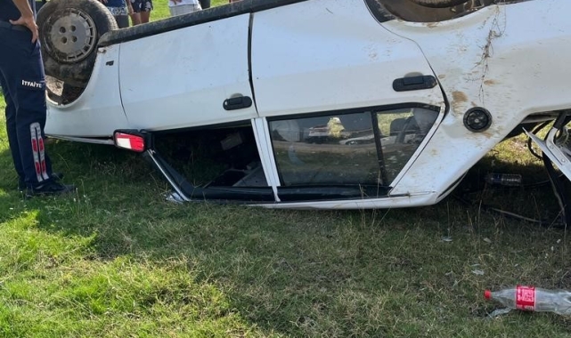 Yoldan çıkan otomobil devrildi: 1 yaralı