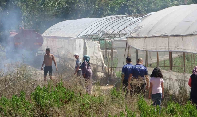 Antalya'da seralara yakın alandaki yangın korkuttu