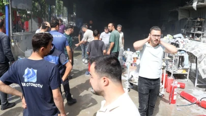 Araç boyama atölyesindeki yangında 12 kişi dumandan etkilendi