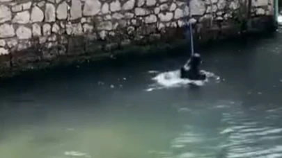 Polisi görünce atladığı derede boğulma tehlikesi yaşadı, hortumla kurtarıldı