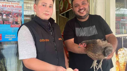 Tavuğun cesareti dönerciyi şaşkına çevirdi: Yumurtlamak için tavuk dönerciyi seçti