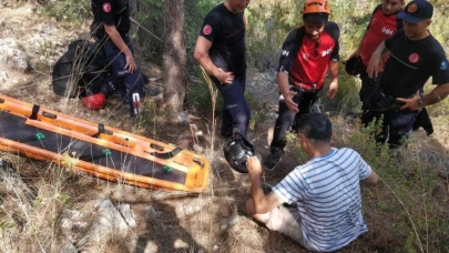 Ormanlık alana düşen yamaç paraşütü pilotu yaralandı