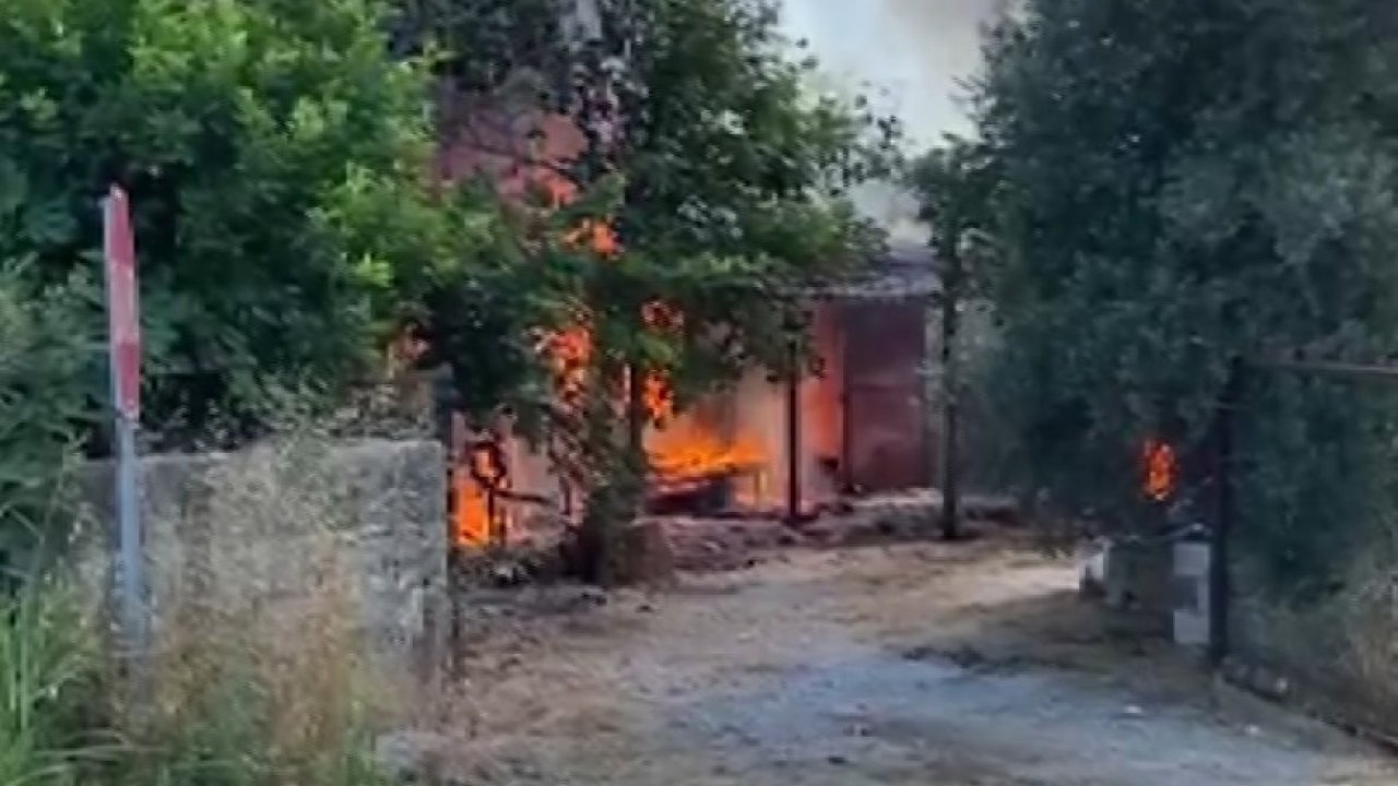 Antalya’da çıkan yangında ev ve traktör kül oldu